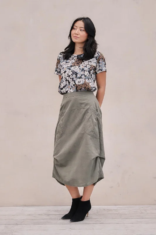 Milwaukee Textured Skirt Khaki cotton skirt soft
