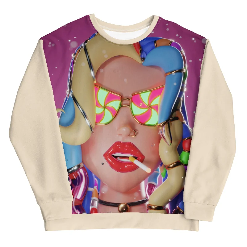 MS SMOKER 3D Premium Women's Sweatshirt Hoodie with Frayed Bohemian Relaxed