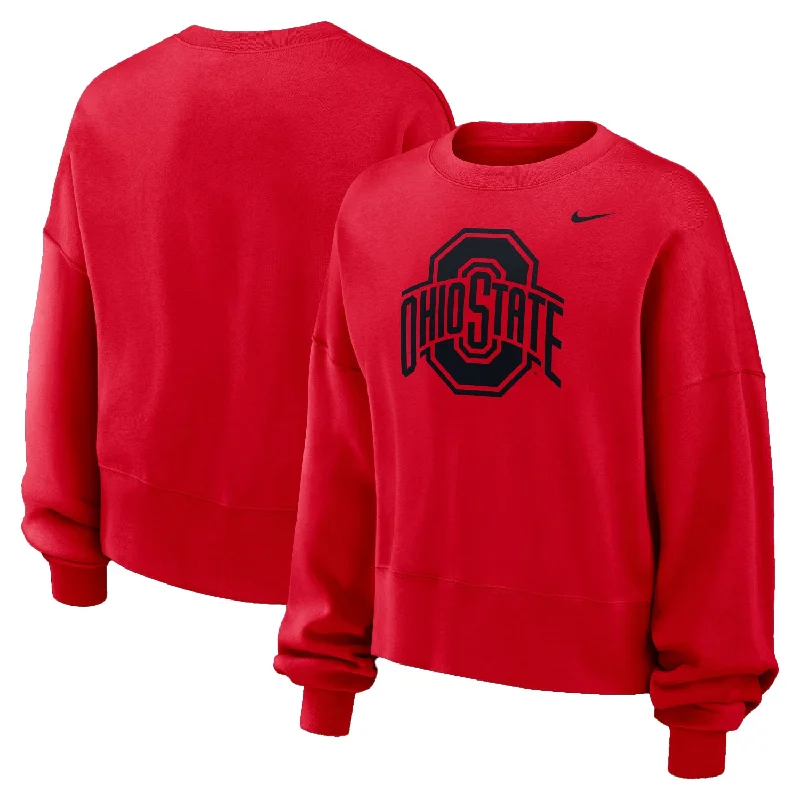 Women's Essential Crew Sweatshirt Hoodie with Distressed Vintage Worn