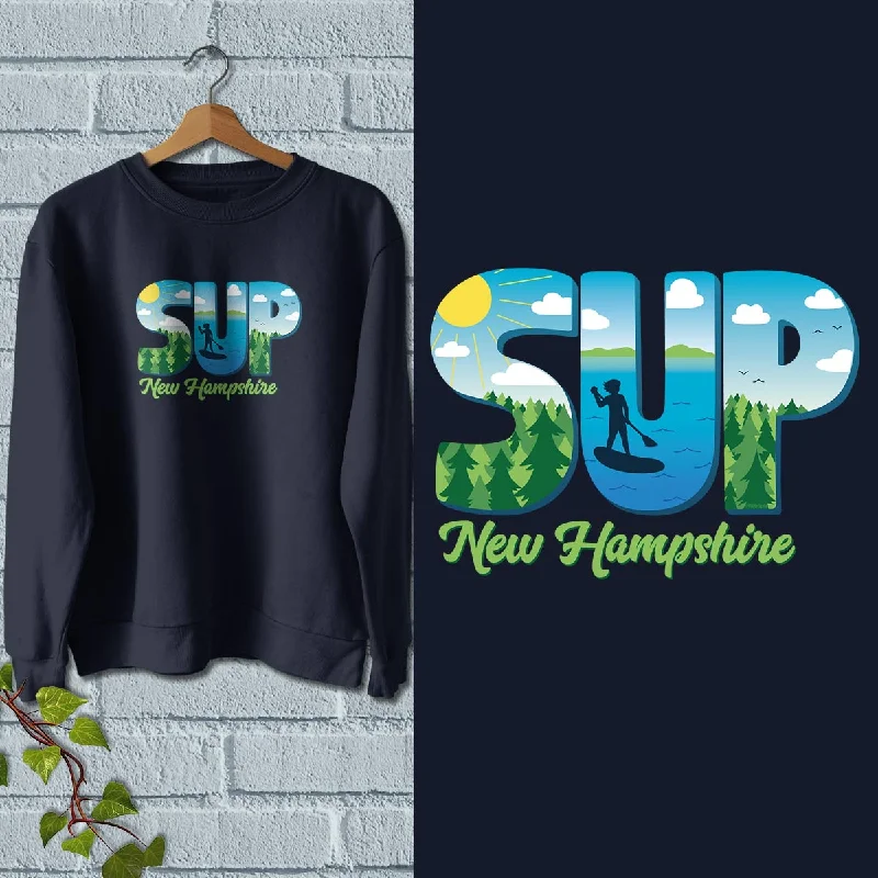 New Hampshire SUP Stand Up Paddleboard Sweatshirt Adult Unisex S-XXL Hoodie with Puffed Sleeves Voluminous Trendy New Hampshire SUP Stand Up Paddleboard Sweatshirt Adult Unisex S-XXL Hoodie with Puffed Sleeves Voluminous Trendy