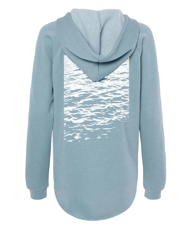 Ocean Waves V-Neck Hoodie Hoodie with Batwing Sleeves Loose Dramatic