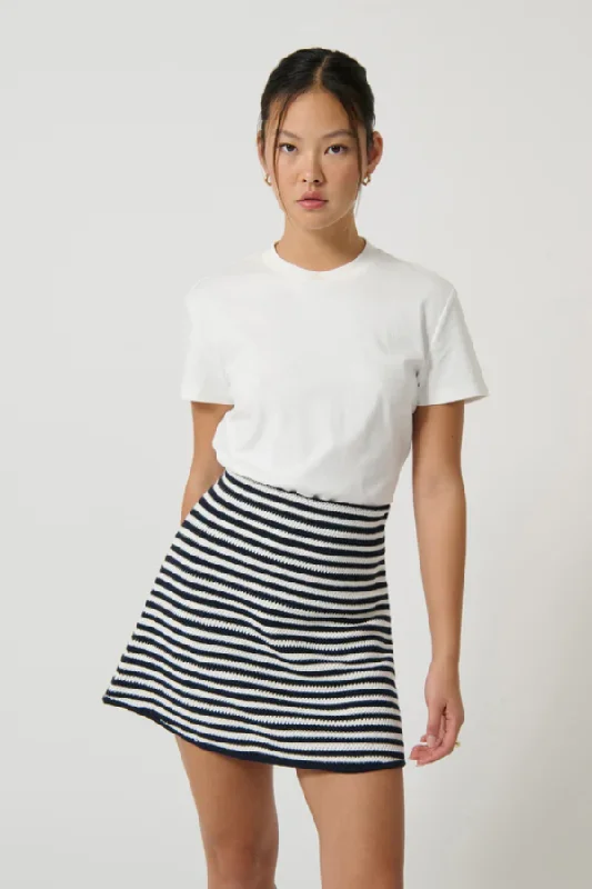 Helena Mini Skirt Stripe II Navy/White lace skirt romantic