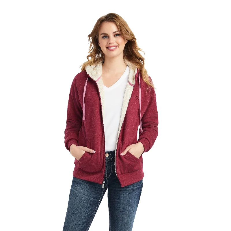 REAL Sherpa Full Zip Hoodie Hoodie with Hem Raw Edge Edgy Unfinished
