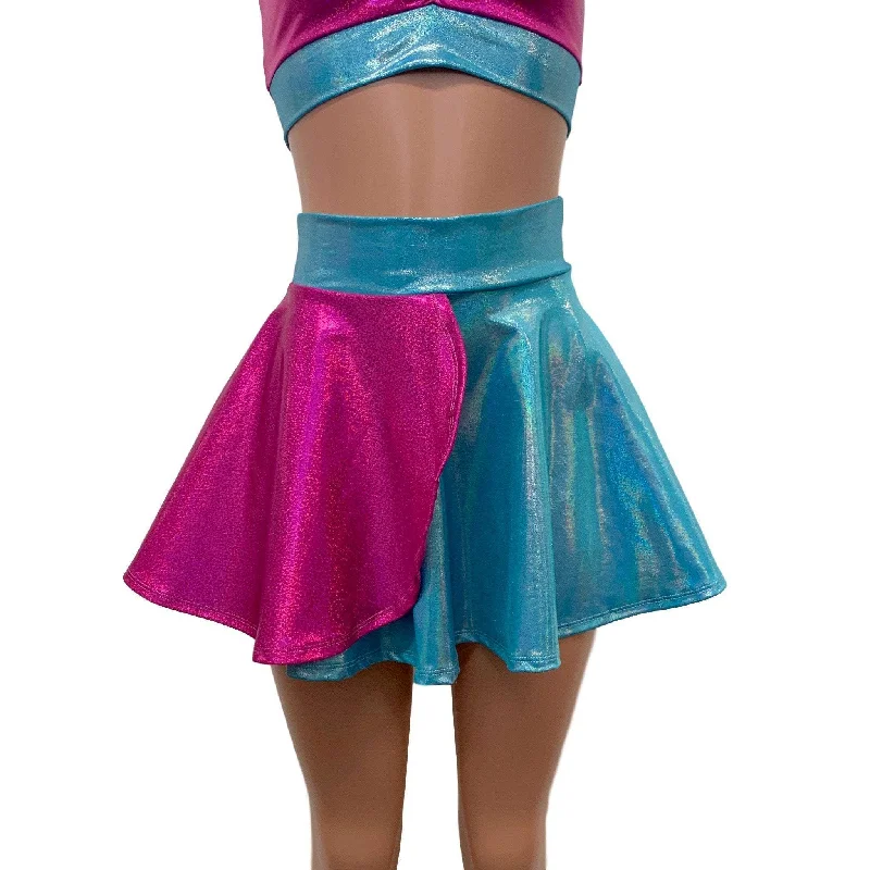 Pink and Blue Sparkle Petal Skater Skirt cashmere skirt plush