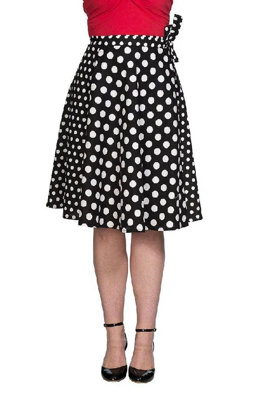 Polka Mix Wrap Skirt belted skirt waist