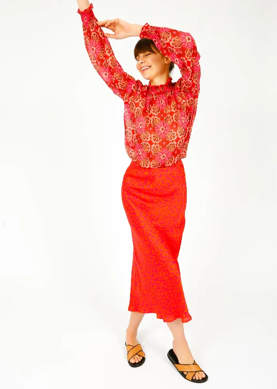 PPL Rea Skirt in Leo 02 Pink velvet skirt luxurious