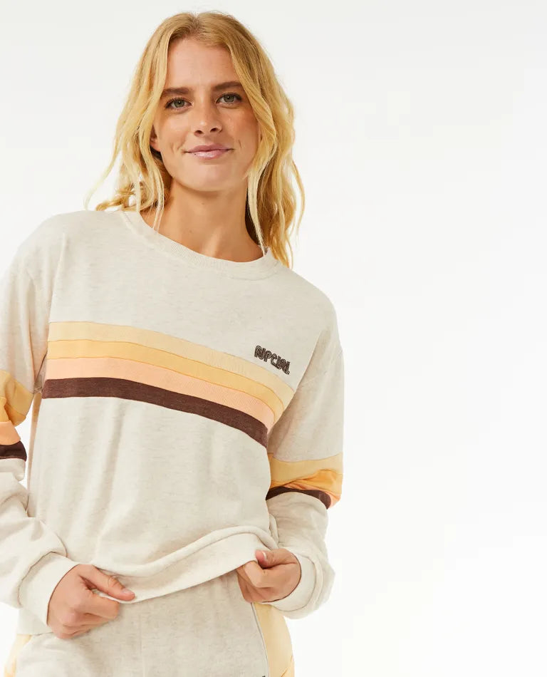 Rip Curl Womens Surf Revival Panelled Crewneck Sweatshirt Hoodie with Illustration Artistic Creative Rip Curl Womens Surf Revival Panelled Crewneck Sweatshirt Hoodie with Illustration Artistic Creative