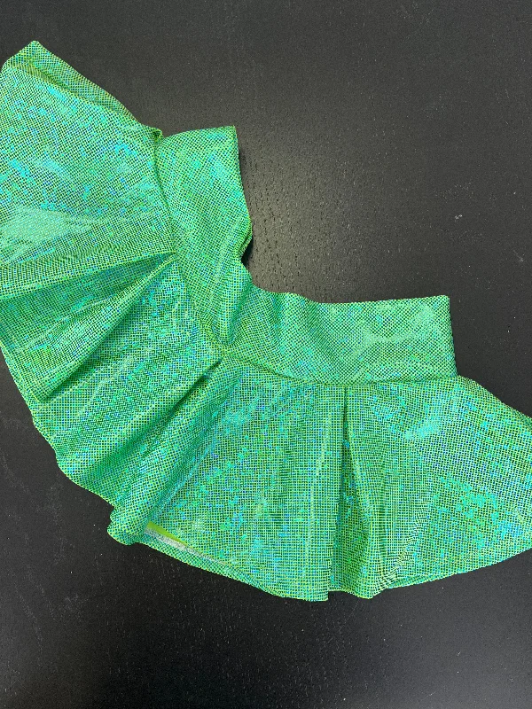 SALE - LARGE -9”Pleated Skater Skirt - Lime Holographic Shattered Glass denim skirt stylish