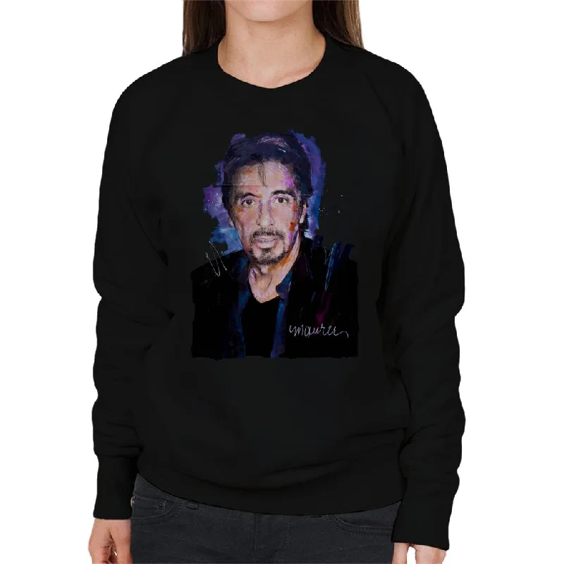 Sidney Maurer Original Portrait Of Al Pacino Goatee Women's Sweatshirt Hoodie with Earth Tones Natural Calm Sidney Maurer Original Portrait Of Al Pacino Goatee Women's Sweatshirt Hoodie with Earth Tones Natural Calm