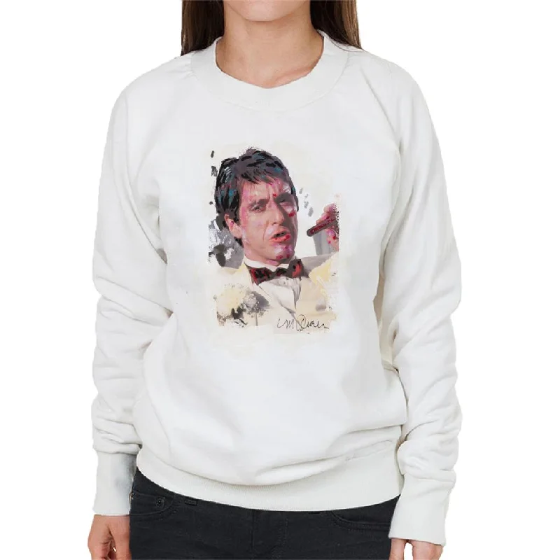 Sidney Maurer Original Portrait Of Al Pacino Scarface Tuxedo Women's Sweatshirt Hoodie with Zipper Placket Modern Functional Sidney Maurer Original Portrait Of Al Pacino Scarface Tuxedo Women's Sweatshirt Hoodie with Zipper Placket Modern Functional