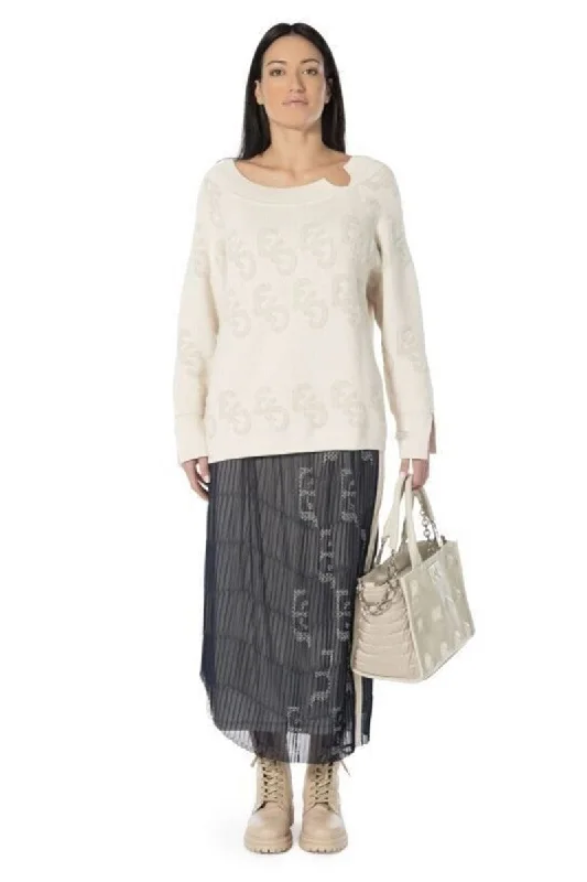 Skirt in Oboe (Blue) EJW233003704 by Elisa Cavaletti lace skirt intricate