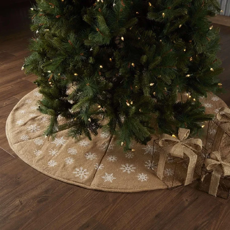 Snowflake Burlap Natural Christmas Tree Skirt 60 VHC Brands boho skirt vibe