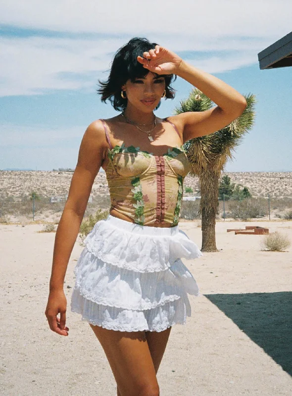 Sound Check Mini Skirt White linen skirt light