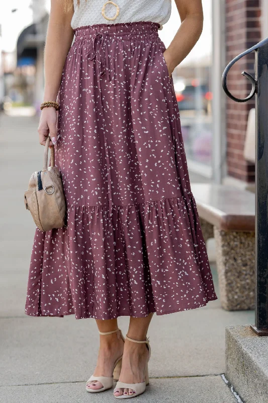 Speckled Ruffle Bottom Maxi Skirt corduroy skirt textured