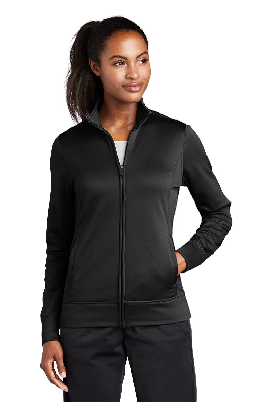 Sport-Tek Womens Sport-Wick Moisture Wicking Fleece Full Zip Sweatshirt w/ Pockets - Black Hoodie with V-Neck Classic Versatile Sport-Tek Womens Sport-Wick Moisture Wicking Fleece Full Zip Sweatshirt w/ Pockets - Black Hoodie with V-Neck Classic Versatile