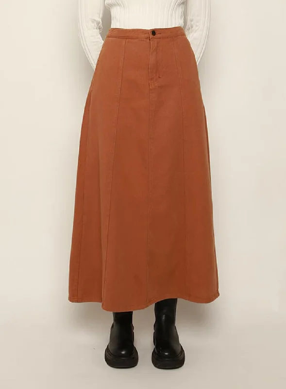 Stassy Midi Skirt-TAN belted skirt waist