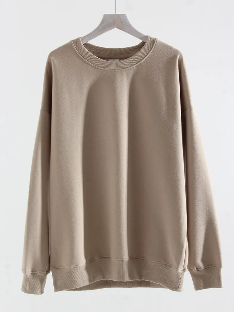 Springtime Bloom Solid Oversized Cotton Womens Sweatshirt Hoodie with Hem Detail Decorative Unique