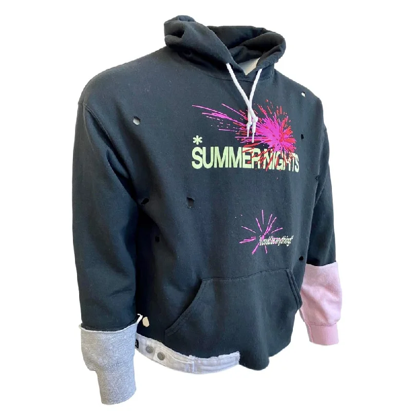 Summer Nights Unisex Hooded Sweatshirt Hoodie with Monochrome Minimalist Simple
