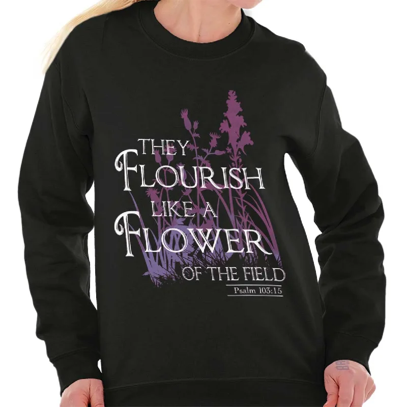 Flourish Crewneck Sweatshirt Hoodie with Neon Bright Vibrant