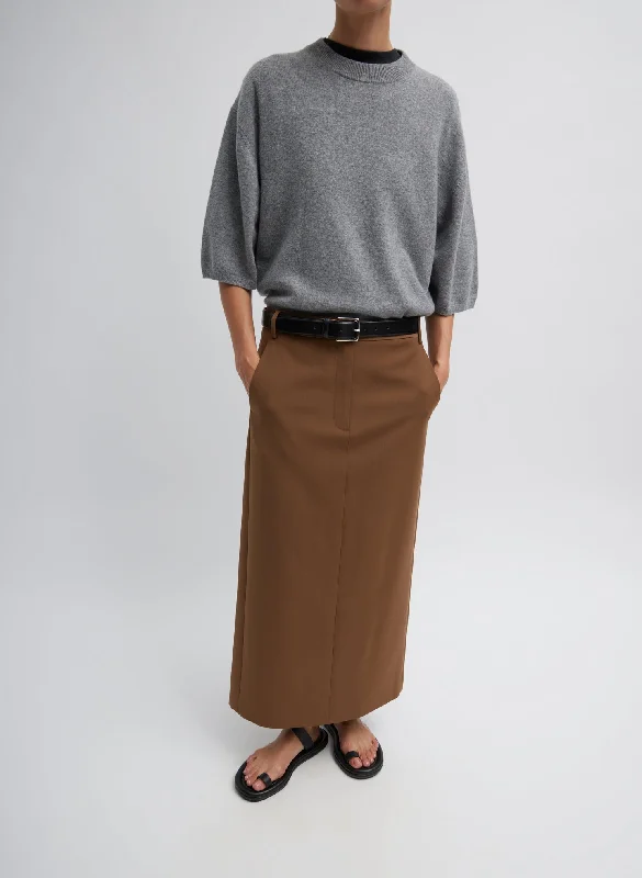 Tropical Wool Maxi Trouser Skirt asymmetrical skirt cut