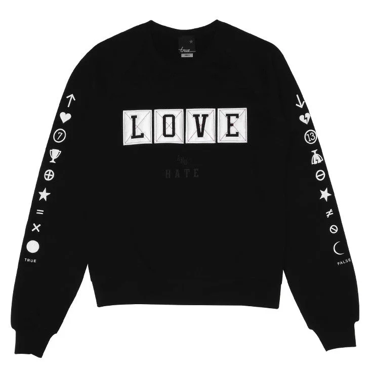 True Womens Pleasure Pain Crewneck Sweatshirt Black Hoodie with Raw Hem Edgy Unfinished True Womens Pleasure Pain Crewneck Sweatshirt Black Hoodie with Raw Hem Edgy Unfinished