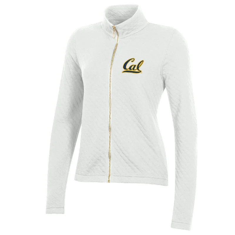 U.C. Berkeley Cal embroidered Gear for Sports women's quilted zip hoodie-White Hoodie with Velcro Closure Adjustable Secure U.C. Berkeley Cal embroidered Gear for Sports women's quilted zip hoodie-White Hoodie with Velcro Closure Adjustable Secure