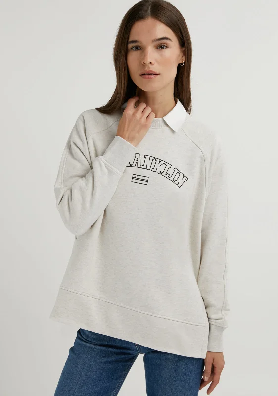 Varsity Oversized Crew Neck Sweatshirt Grey / Black Hoodie with Logo Branding Identity Varsity Oversized Crew Neck Sweatshirt Grey / Black Hoodie with Logo Branding Identity