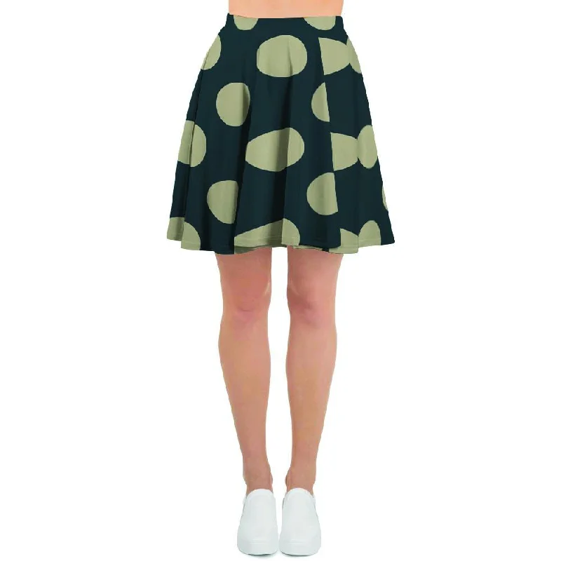 Vintage Black Polka Dot Women's Skirt silk skirt sleek