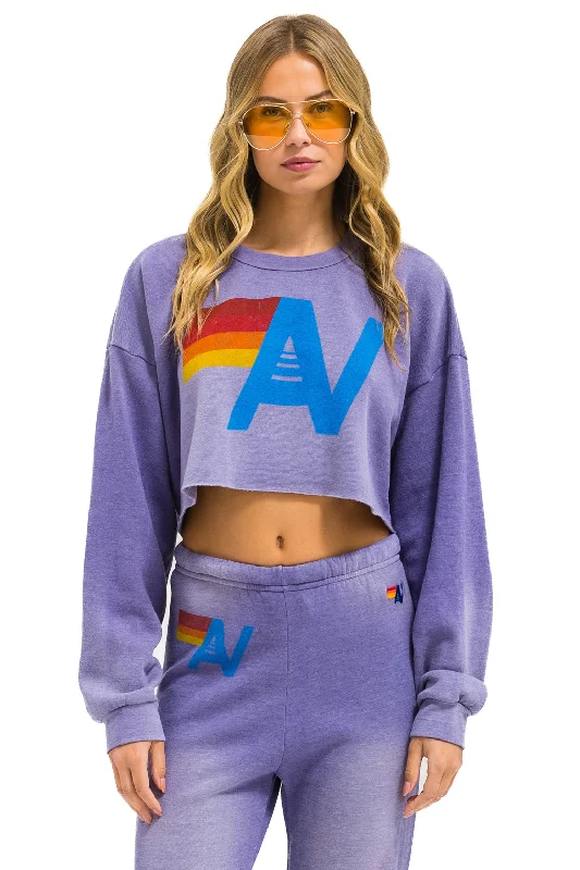 VINTAGE LOGO CROPPED CREW SWEATSHIRT RELAXED - FADED GRAPE Hoodie with Button Classic Timeless VINTAGE LOGO CROPPED CREW SWEATSHIRT RELAXED - FADED GRAPE Hoodie with Button Classic Timeless