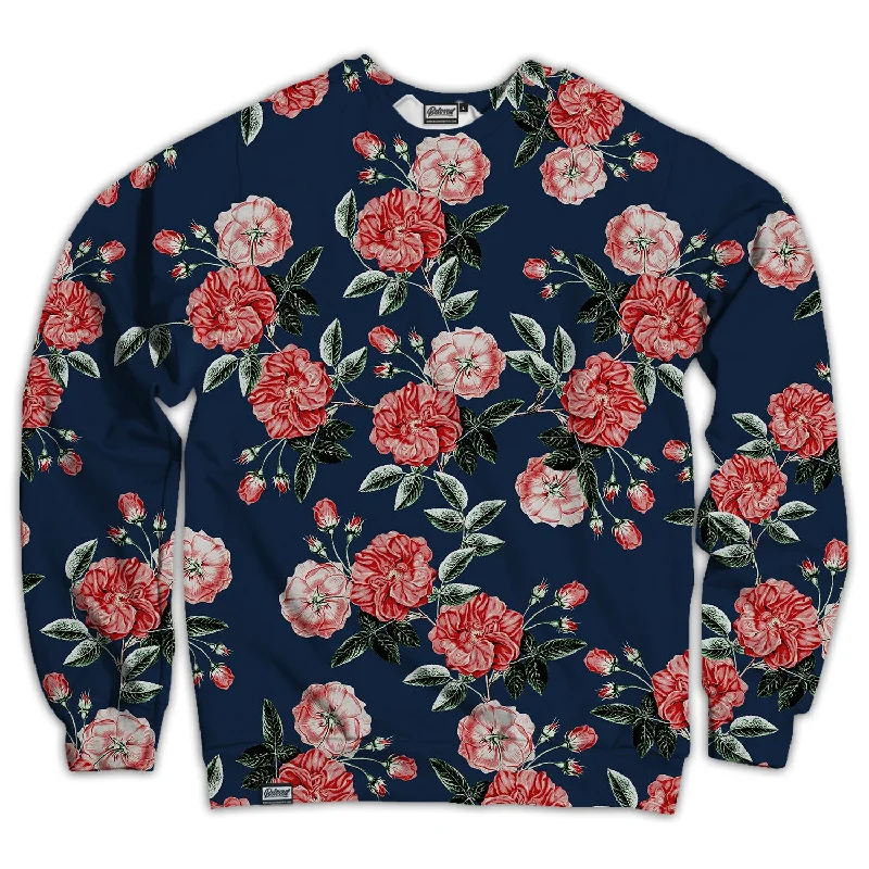 Vintage Rose Unisex Sweatshirt Hoodie with Elastic Waist Stretchable Comfortable