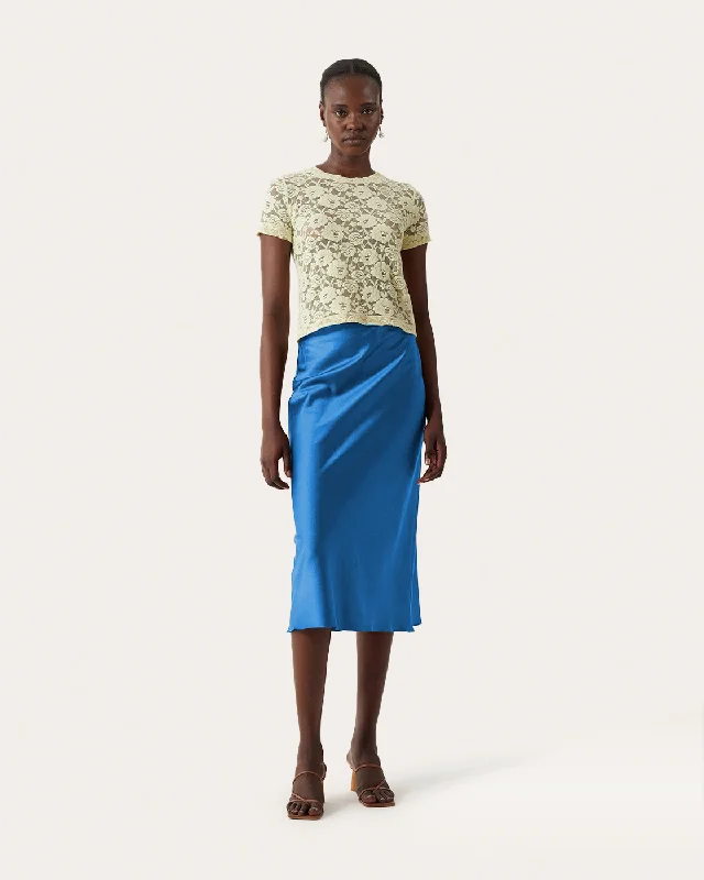 Viola Skirt Silk Satin Vivid Blue velvet skirt sumptuous