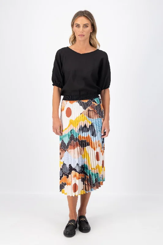 Vista Pleat Skirt Orange silk skirt luxurious