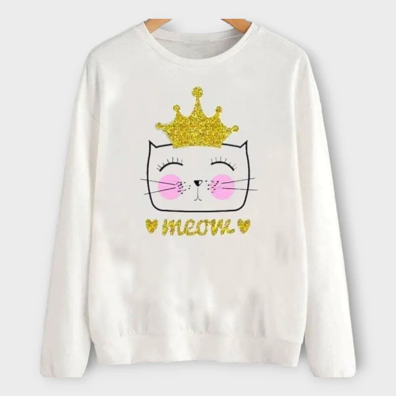 Winter White Printed Sweatshirt For Womens Hoodie with Hem Ribbing Snug Secure