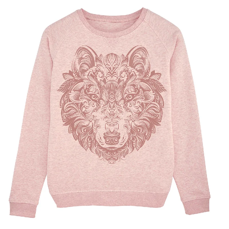 Wolf Mandala Sweatshirt Women Hoodie with Patch Decorative Personalized
