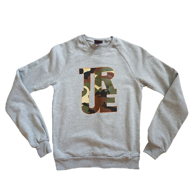 Womens True Logo Camo Crewneck Sweatshirt Heather Grey Oversized Hoodie Comfort Casual Womens True Logo Camo Crewneck Sweatshirt Heather Grey Oversized Hoodie Comfort Casual
