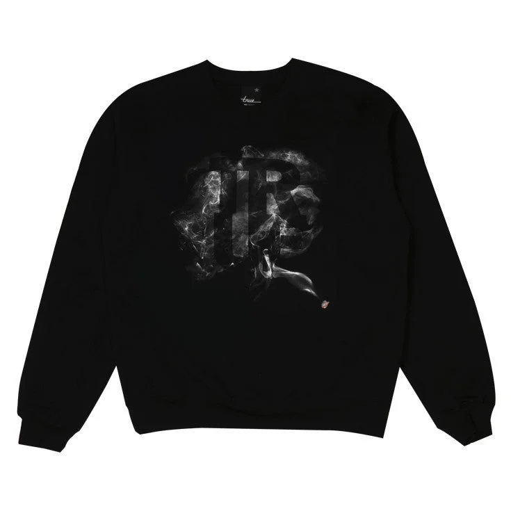 Womens True Smoke Crewneck Sweatshirt Black Hooded Sweatshirt Casual Wear Street Style Womens True Smoke Crewneck Sweatshirt Black Hooded Sweatshirt Casual Wear Street Style