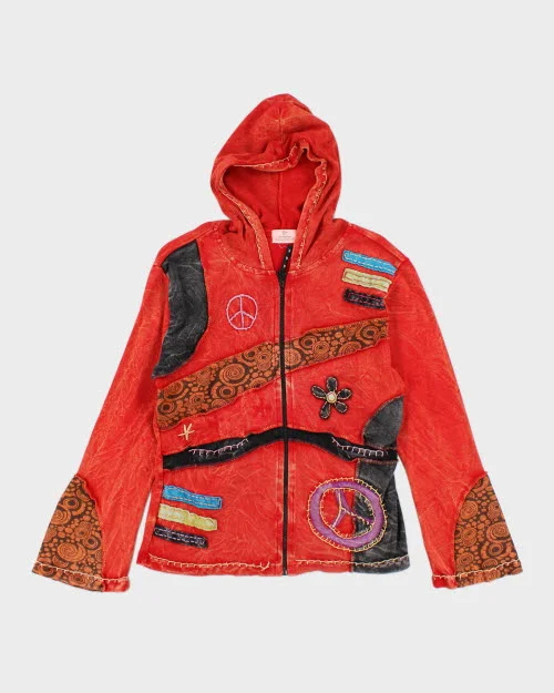 Y2k 00s Ark Hippie Hoodie - M Hoodie with Oversized Fit Loose Comfortable